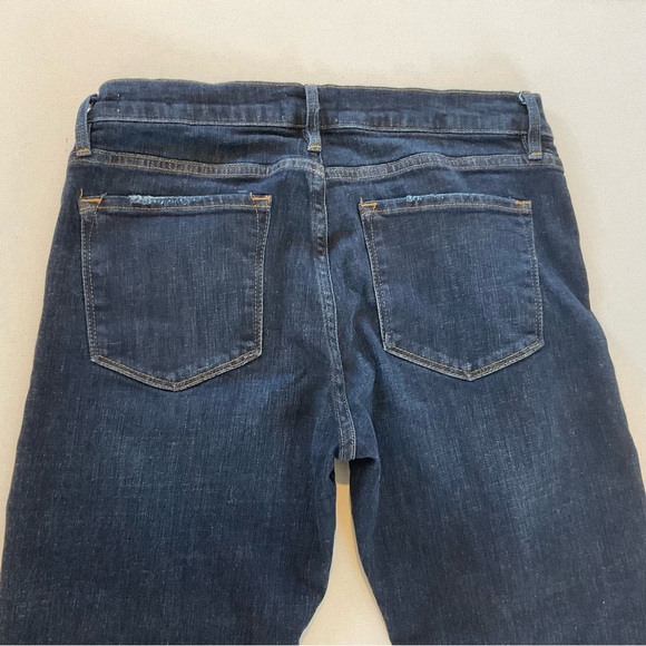 Frame Le Garcon Crop Chewed Hem Jeans Women’s 28 Dark Blue Wash Distress Stretch - Picture 10 of 16